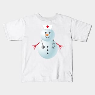 Nurse Snowman Christmas Kids T-Shirt
